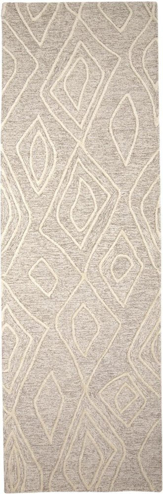 8' X 11' Tan And Ivory Wool Geometric Tufted Handmade Stain Resistant Area Rug