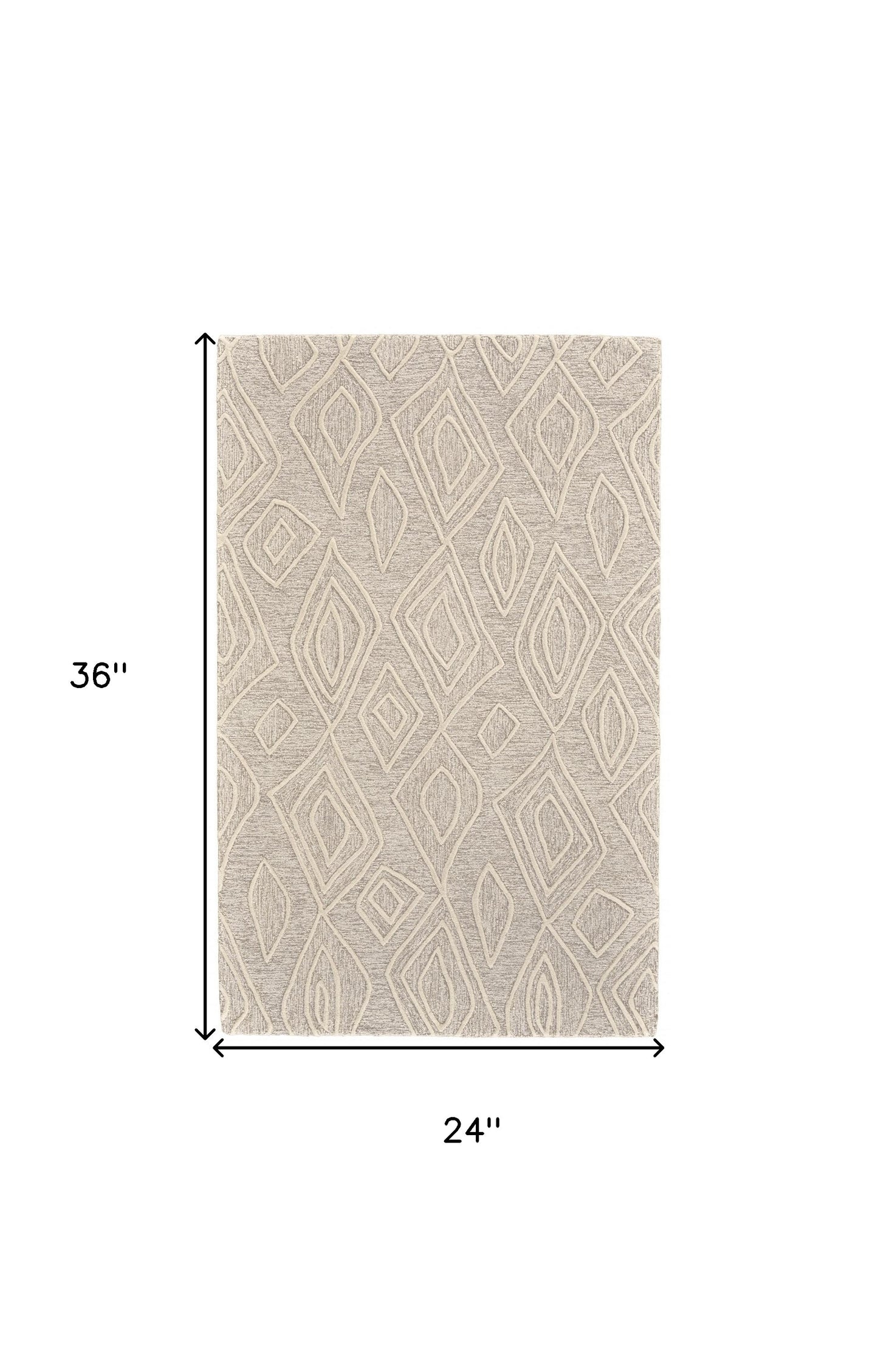 5' X 8' Tan And Ivory Wool Geometric Tufted Handmade Stain Resistant Area Rug