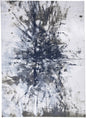 8' Blue Gray And White Abstract Stain Resistant Runner Rug