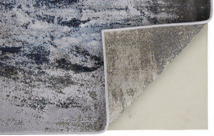 2' X 3' Blue Gray And White Abstract Stain Resistant Area Rug