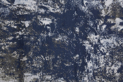 2' X 3' Blue Gray And White Abstract Stain Resistant Area Rug