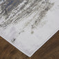 8' Blue Gray And White Abstract Stain Resistant Runner Rug