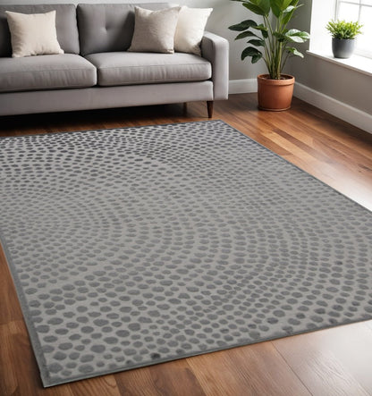 7' X 10' Gray And Silver Abstract Area Rug