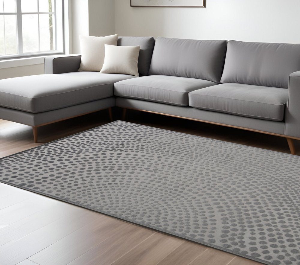 8' X 11' Gray And Silver Abstract Area Rug