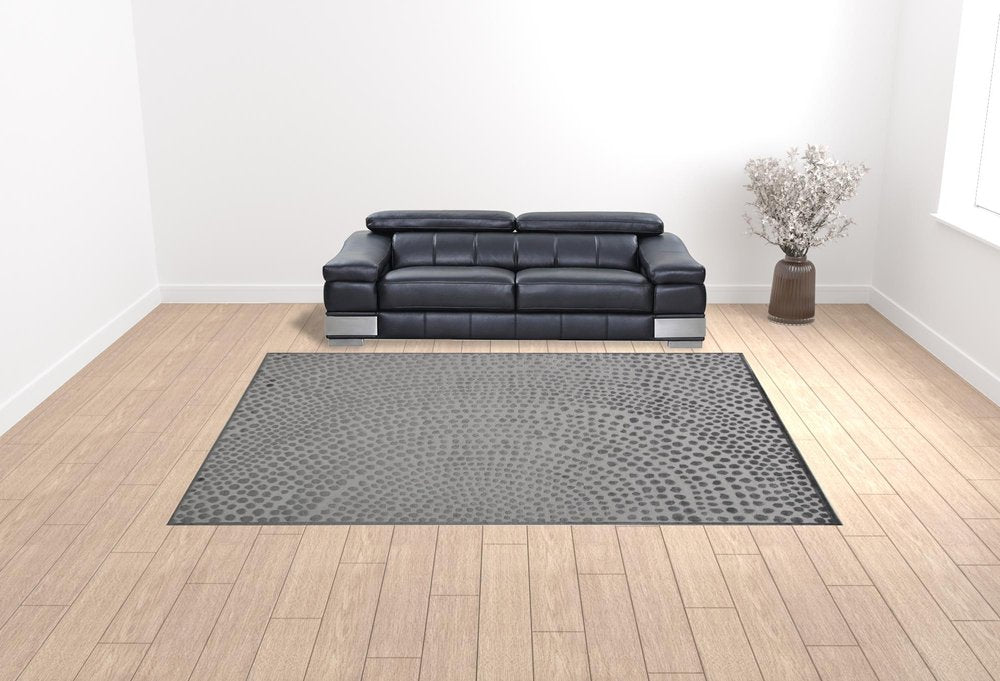 7' X 10' Gray And Silver Abstract Area Rug