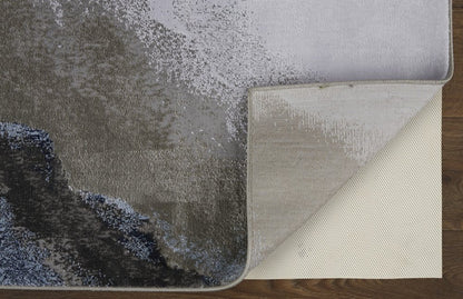 7' X 10' Blue Gray And White Abstract Area Rug