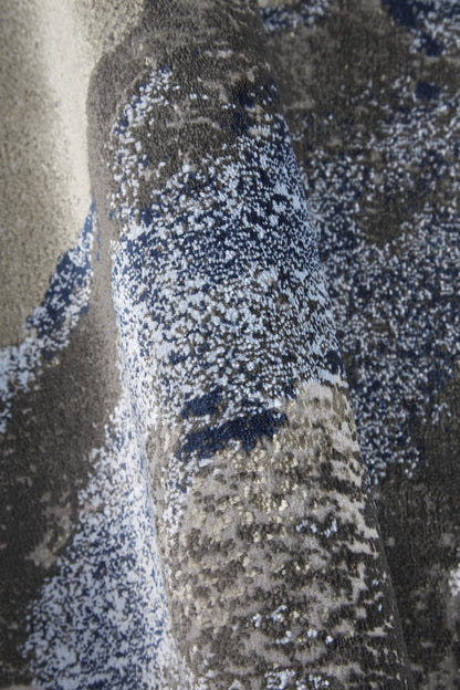 8' Blue Gray And White Abstract Runner Rug