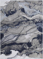 7' X 10' Blue Gray and Ivory Abstract Power Loom Non Skid Area Rug