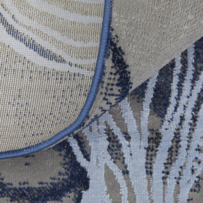 7' X 10' Blue Gray and Ivory Abstract Power Loom Non Skid Area Rug