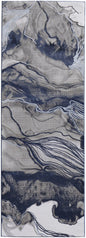 5' X 7' Blue Gray And Ivory Abstract Power Loom Stain Resistant Area Rug