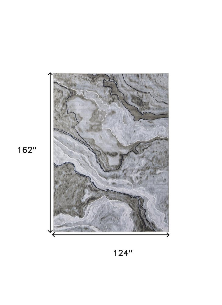 2' X 3' Ivory Blue and Gray Abstract Power Loom Area Rug