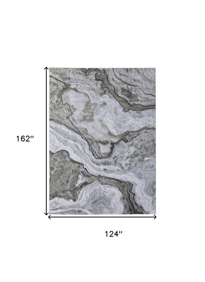 2' X 3' Ivory Blue and Gray Abstract Power Loom Area Rug