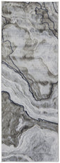 8' X 11' Ivory Blue and Gray Abstract Power Loom Area Rug