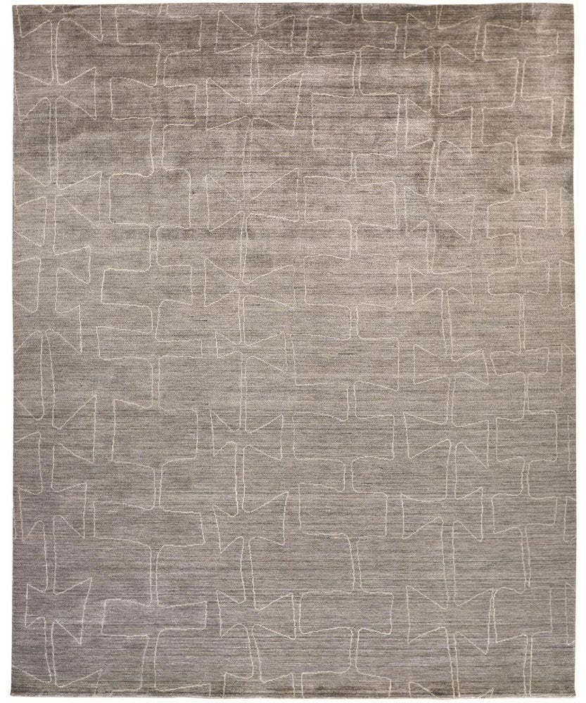 2' X 3' Gray and Ivory Abstract Hand Woven Area Rug