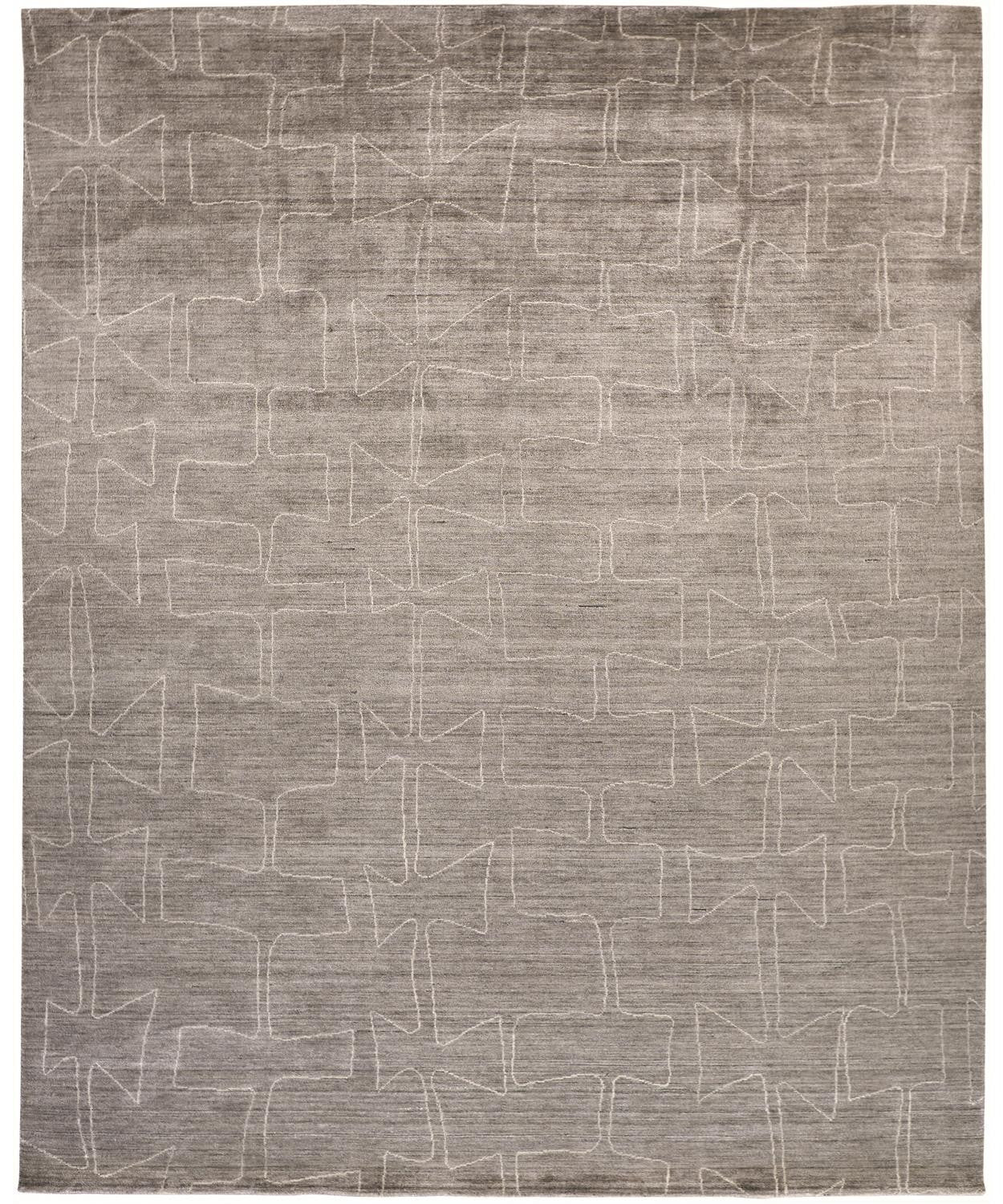 2' X 3' Gray and Ivory Abstract Hand Woven Area Rug