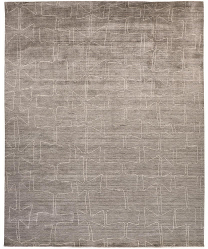 2' X 3' Gray and Ivory Abstract Hand Woven Area Rug