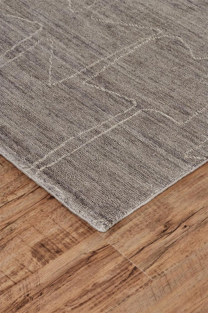2' X 3' Gray and Ivory Abstract Hand Woven Area Rug