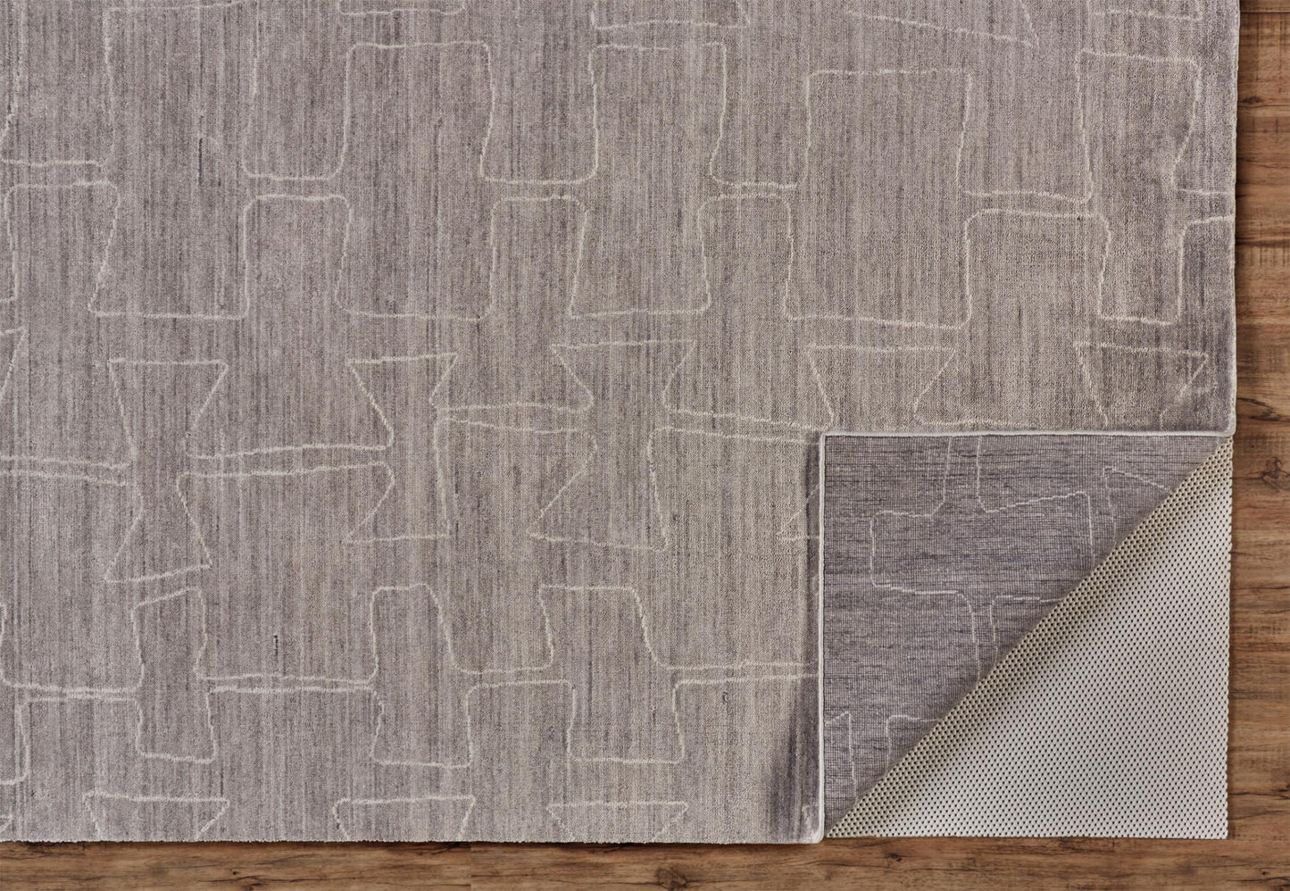 2' X 3' Gray and Ivory Abstract Hand Woven Area Rug