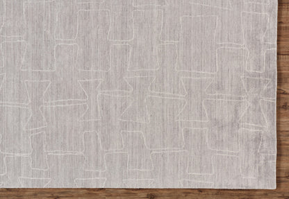 2' X 3' Gray and Ivory Abstract Hand Woven Area Rug