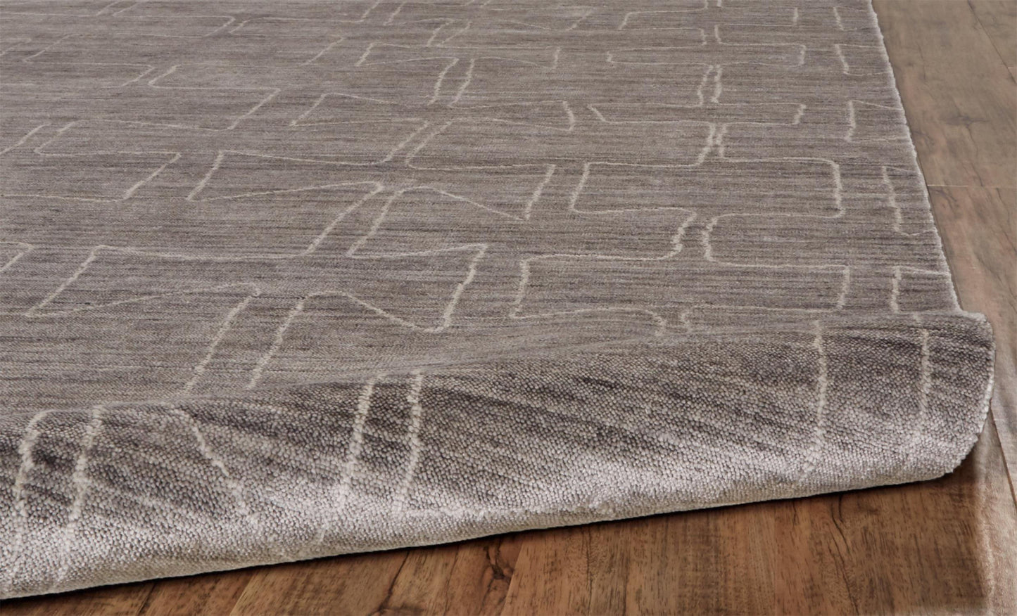 2' X 3' Gray and Ivory Abstract Hand Woven Area Rug