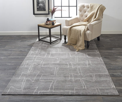 4' X 6' Gray Taupe And Ivory Abstract Hand Woven Area Rug