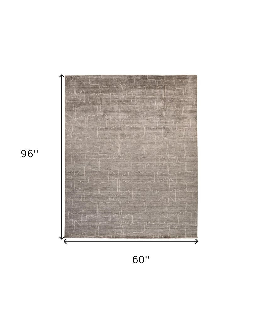 2' X 3' Gray and Ivory Abstract Hand Woven Area Rug