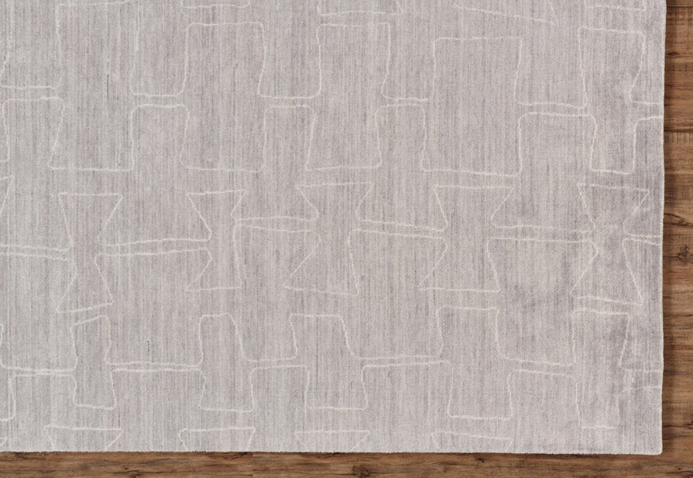 2' X 3' Gray and Ivory Abstract Hand Woven Area Rug