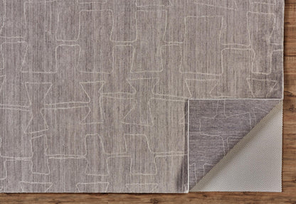 2' X 3' Gray and Ivory Abstract Hand Woven Area Rug