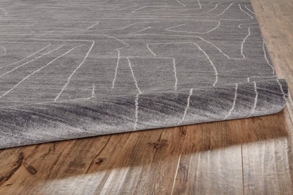 2' X 3' Gray and Ivory Abstract Hand Woven Area Rug