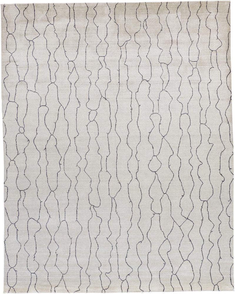 5' X 8' Ivory And Gray Abstract Hand Woven Area Rug