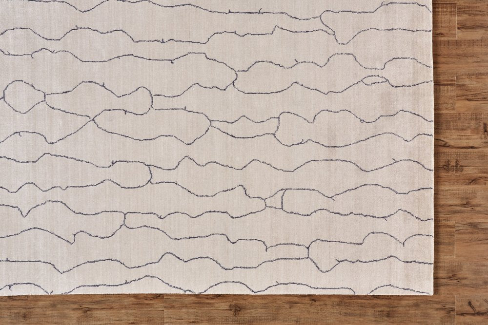 5' X 8' Ivory And Gray Abstract Hand Woven Area Rug