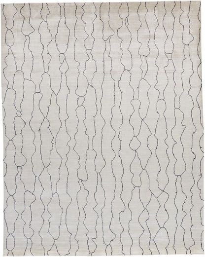 5' X 8' Ivory And Gray Abstract Hand Woven Area Rug