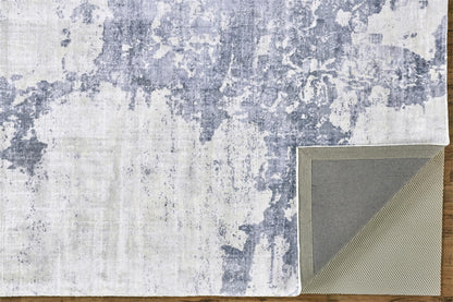 8' X 10' Blue Gray And Ivory Abstract Hand Woven Area Rug