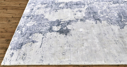 8' X 10' Blue Gray And Ivory Abstract Hand Woven Area Rug