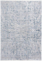 4' X 6' Blue Gray And Silver Abstract Distressed Area Rug With Fringe