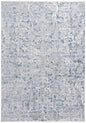 5' X 8' Blue and Gray Abstract Distressed Area Rug With Fringe