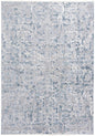 5' X 8' Blue and Gray Abstract Distressed Area Rug With Fringe