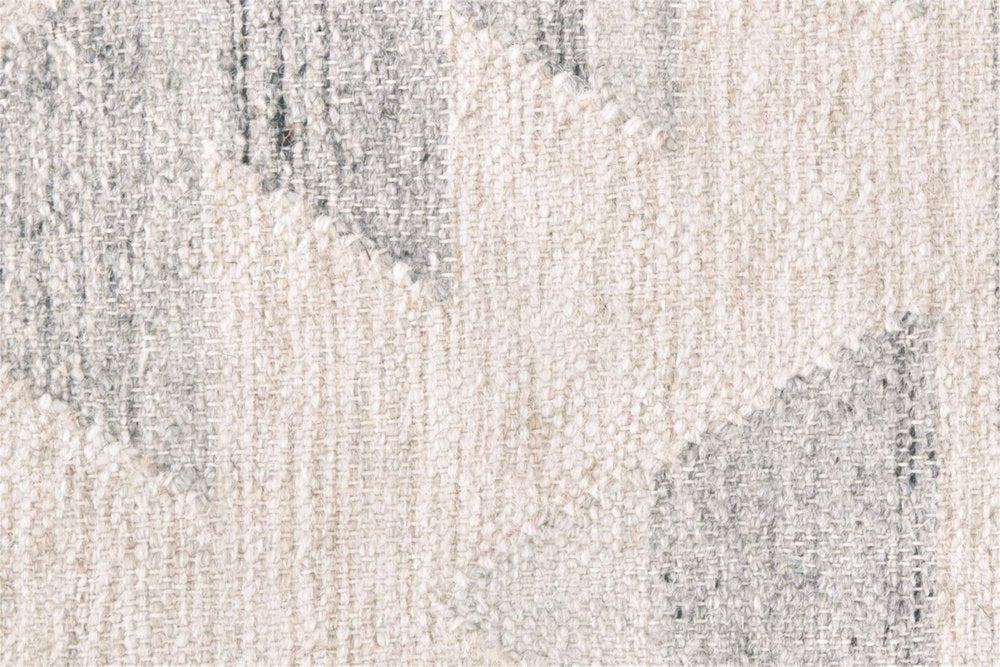 10' X 14' Blue and Ivory Wool Geometric Flatweave Handmade Area Rug With Fringe