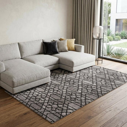 8' X 10' Black and Taupe Wool Paisley Hand Tufted Area Rug