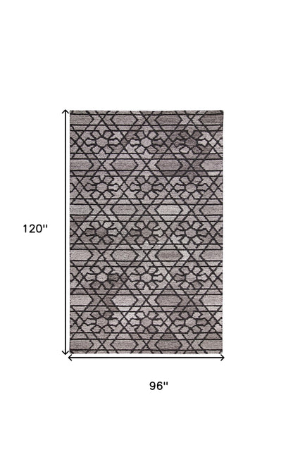 5' X 8' Black and Taupe Wool Paisley Hand Tufted Area Rug