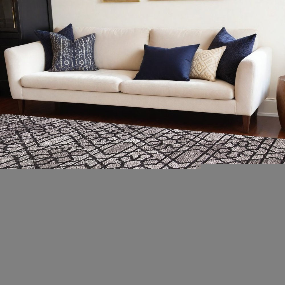 8' X 10' Black and Taupe Wool Paisley Hand Tufted Area Rug