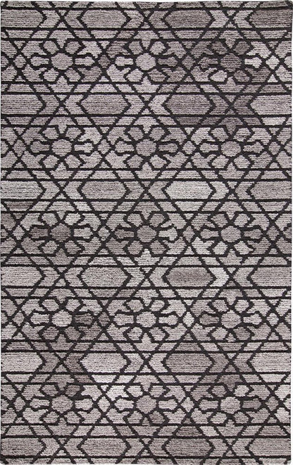 8' X 10' Black and Taupe Wool Paisley Hand Tufted Area Rug