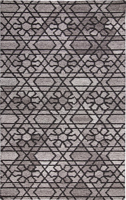 5' X 8' Black and Taupe Wool Paisley Hand Tufted Area Rug