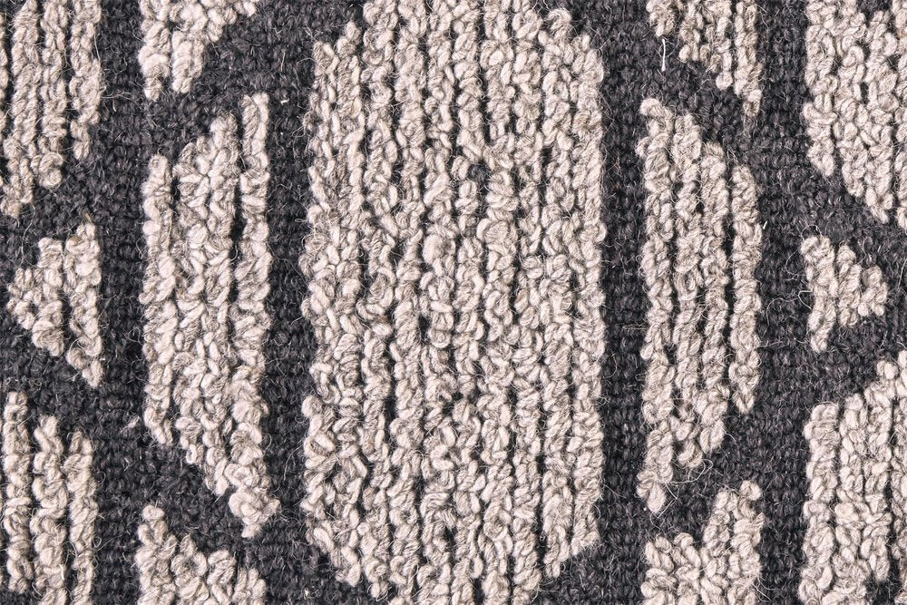 8' X 10' Black and Taupe Wool Paisley Hand Tufted Area Rug