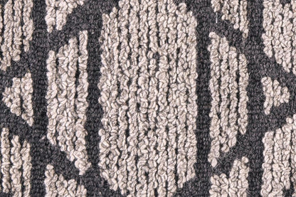 8' X 10' Black and Taupe Wool Paisley Hand Tufted Area Rug