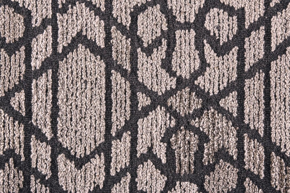 8' X 10' Black and Taupe Wool Paisley Hand Tufted Area Rug