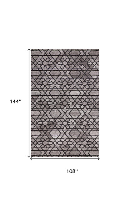 5' X 8' Black and Taupe Wool Paisley Hand Tufted Area Rug