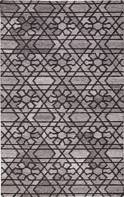 8' X 10' Black and Taupe Wool Paisley Hand Tufted Area Rug