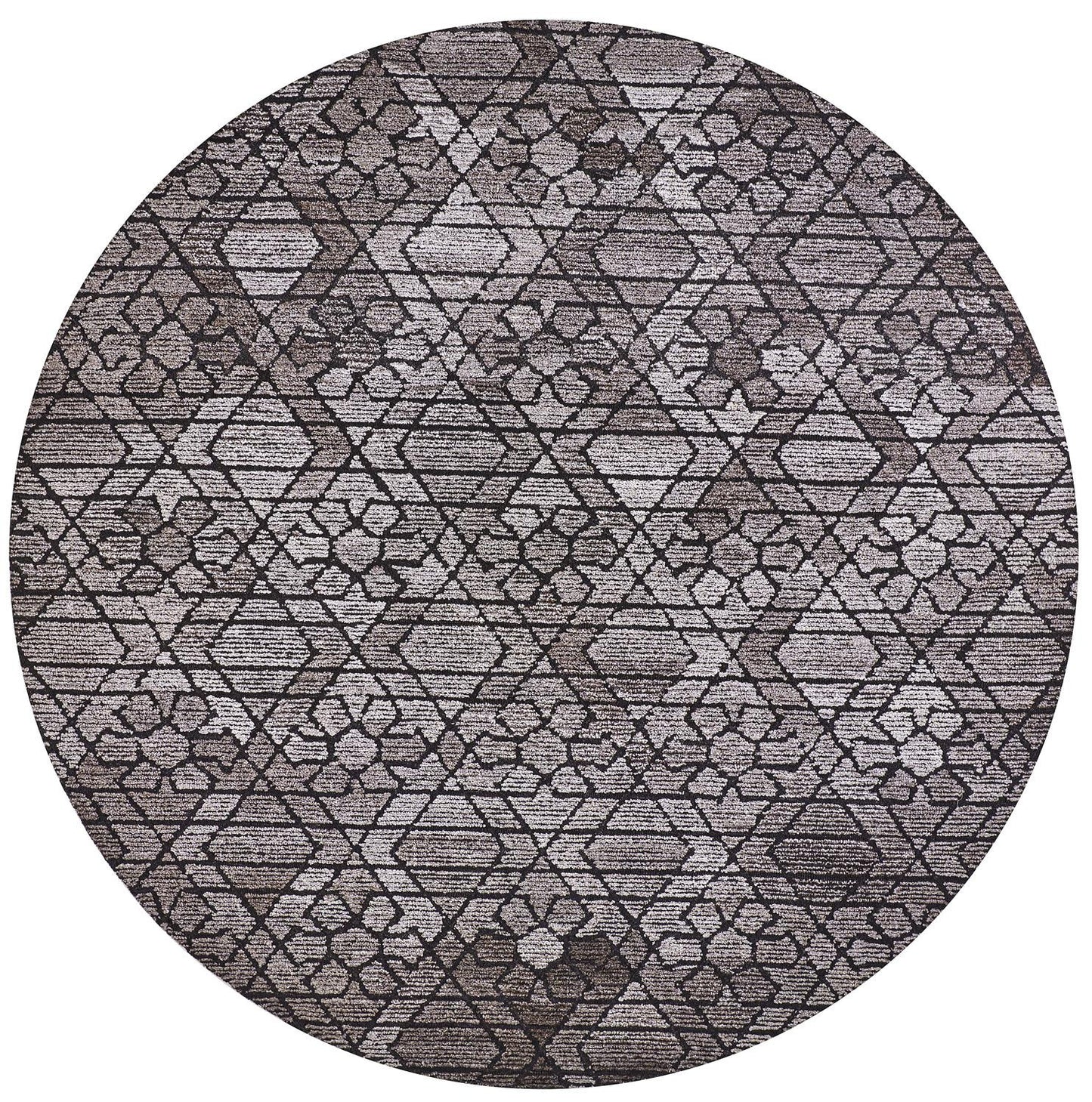 5' X 8' Black and Taupe Wool Paisley Hand Tufted Area Rug