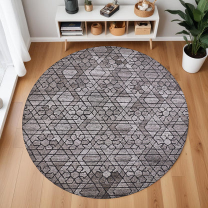 5' X 8' Black and Taupe Wool Paisley Hand Tufted Area Rug